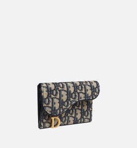 Saddle Flap Compact Zipped Card Holder • Dior Oblique Jacquard