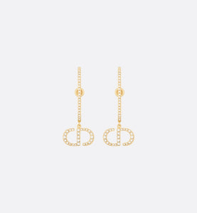 30 Montaigne Earrings • Gold-Finish Metal and White Crystals