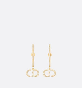 30 Montaigne Earrings • Gold-Finish Metal and White Crystals