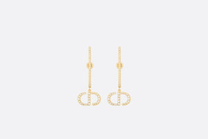 30 Montaigne Earrings • Gold-Finish Metal and White Crystals
