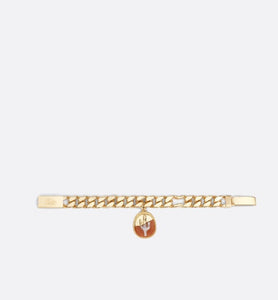 CACTUS JACK DIOR Chain Link Bracelet • Gold-Finish Brass with Orange Aventurine and White Mother-of-Pearl