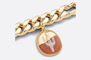 CACTUS JACK DIOR Chain Link Bracelet • Gold-Finish Brass with Orange Aventurine and White Mother-of-Pearl