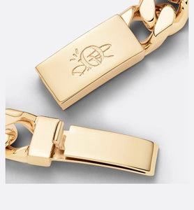 CACTUS JACK DIOR Chain Link Bracelet • Gold-Finish Brass with Orange Aventurine and White Mother-of-Pearl