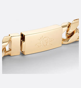 CACTUS JACK DIOR Chain Link Bracelet • Gold-Finish Brass with Orange Aventurine and White Mother-of-Pearl