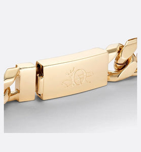 CACTUS JACK DIOR Chain Link Bracelet • Gold-Finish Brass with Orange Aventurine and White Mother-of-Pearl