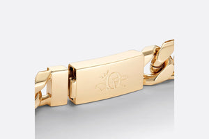 CACTUS JACK DIOR Chain Link Bracelet • Gold-Finish Brass with Orange Aventurine and White Mother-of-Pearl
