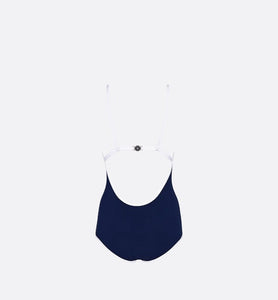 One-Piece Swimsuit • Blue and White Technical Fabric