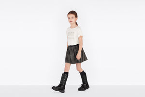 Kid's T-Shirt • Ivory and Gold-Tone Technical Jersey
