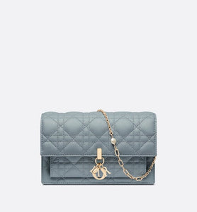 Lady Dior Chain Pouch • Cloud Blue Cannage Lambskin