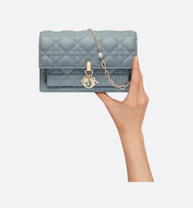 Lady Dior Chain Pouch • Cloud Blue Cannage Lambskin