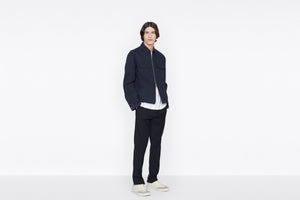 Zipped Blouson • Navy Blue and Black Dior Oblique Kasuri Cotton Denim