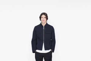 Zipped Blouson • Navy Blue and Black Dior Oblique Kasuri Cotton Denim