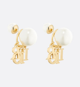 Dior Tribales Earrings • Gold-Finish Metal, White Resin Pearls and White Crystals