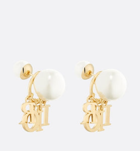 Dior Tribales Earrings • Gold-Finish Metal, White Resin Pearls and White Crystals