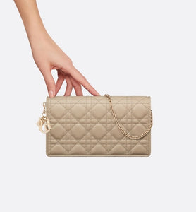 Lady Dior Pouch • Sand-Colored Cannage Lambskin