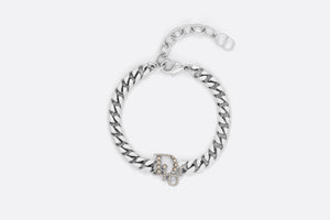 Dior Oblique Chain Link Bracelet • Silver-Finish Brass with Gray Crystals