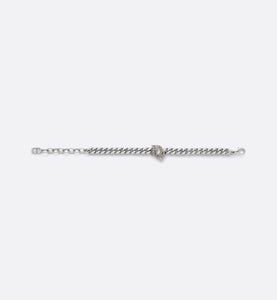Dior Oblique Chain Link Bracelet • Silver-Finish Brass with Gray Crystals