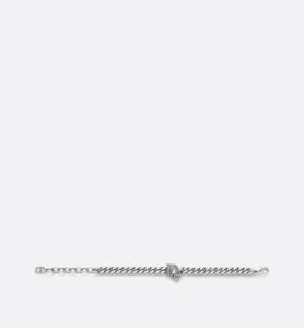 Dior Oblique Chain Link Bracelet • Silver-Finish Brass with Gray Crystals