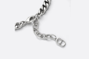 Dior Oblique Chain Link Bracelet • Silver-Finish Brass with Gray Crystals