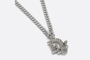 Dior Oblique Pendant Necklace • Silver-Finish Brass with Gray Crystals