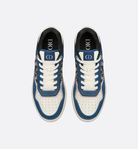 B27 Low-Top Sneaker • Blue, Cream and Dior Gray Smooth Calfskin with Beige and Black Dior Oblique Jacquard