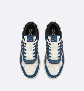 B27 Low-Top Sneaker • Blue, Cream and Dior Gray Smooth Calfskin with Beige and Black Dior Oblique Jacquard