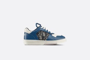 B27 Kid's Low-Top Sneaker • Navy Blue and Cream Smooth Calfskin with Beige and Black Dior Oblique Jacquard