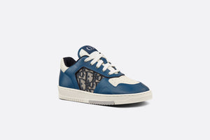 B27 Kid's Low-Top Sneaker • Navy Blue and Cream Smooth Calfskin with Beige and Black Dior Oblique Jacquard