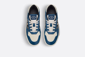 B27 Kid's Low-Top Sneaker • Navy Blue and Cream Smooth Calfskin with Beige and Black Dior Oblique Jacquard