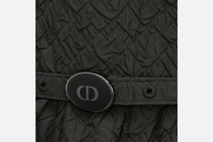 Mid-Length Belted Dress • Black Matte Cloqué Technical Fabric