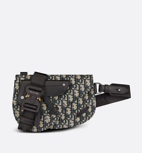 Saddle Pouch • Beige and Black Dior Oblique Jacquard