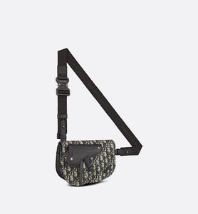 Saddle Pouch • Beige and Black Dior Oblique Jacquard