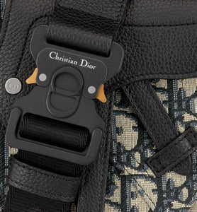 Saddle Pouch • Beige and Black Dior Oblique Jacquard