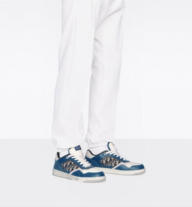 B27 Low-Top Sneaker • Blue, Cream and Dior Gray Smooth Calfskin with Beige and Black Dior Oblique Jacquard