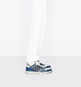 B27 Low-Top Sneaker • Blue, Cream and Dior Gray Smooth Calfskin with Beige and Black Dior Oblique Jacquard