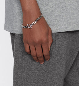 Dior Oblique Chain Link Bracelet • Silver-Finish Brass with Gray Crystals