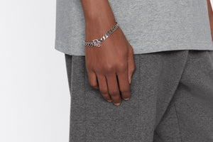 Dior Oblique Chain Link Bracelet • Silver-Finish Brass with Gray Crystals