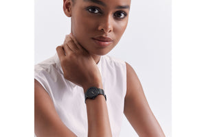 La D de Dior Black Ultramatte • Ø 34 mm, Black Ultramatte Steel and Black Diamonds