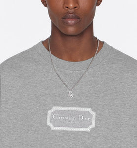 Dior Oblique Pendant Necklace • Silver-Finish Brass with Gray Crystals