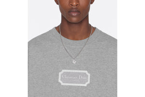 Dior Oblique Pendant Necklace • Silver-Finish Brass with Gray Crystals