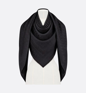 D-Oblique Shawl • Black Wool, Silk and Cashmere