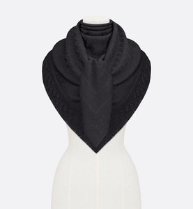 D-Oblique Shawl • Black Wool, Silk and Cashmere