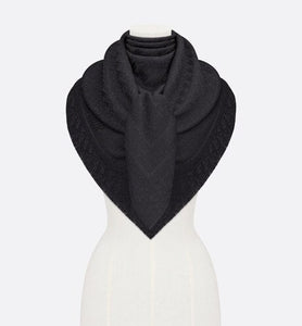 D-Oblique Shawl • Black Wool, Silk and Cashmere