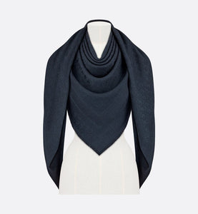 D-Oblique Shawl • Navy Blue Wool, Silk and Cashmere