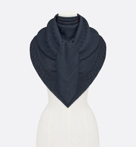 D-Oblique Shawl • Navy Blue Wool, Silk and Cashmere