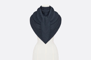D-Oblique Shawl • Navy Blue Wool, Silk and Cashmere