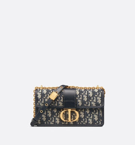 30 Montaigne East-West Bag • Blue Dior Oblique Jacquard