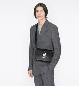 Mini Saddle Bag with Strap • Beige and Black Dior Oblique Jacquard and Black Grained Calfskin