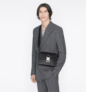 Mini Saddle Bag with Strap • Beige and Black Dior Oblique Jacquard and Black Grained Calfskin