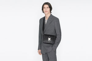 Mini Saddle Bag with Strap • Beige and Black Dior Oblique Jacquard and Black Grained Calfskin